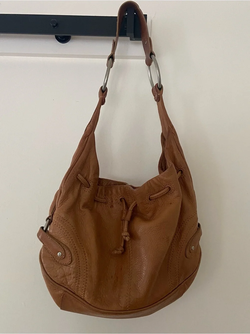 Vtg Sigrid Olsen Leather Hobo Shoulder Bag Brown Slouchy Purse Classic Boho